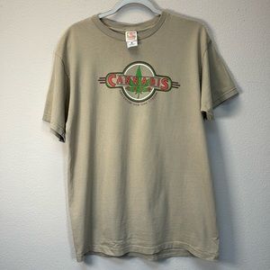 Vintage Y2K Cannabis Cafe Logo Clay Short Sleeve Tee Sz L, Imported from London